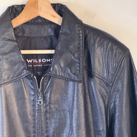 Wilsons Leather y2k Vintage 100% Genuine Leather Jacket with Tie Belt Women's XL - Picture 2 of 5